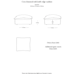 Coco Footstool with Knife Edge cushion in Dusky Pink Linen - Hand Made in USA