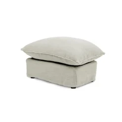 Coco Footstool with Knife Edge cushion in Dove Linen - Hand Made in USA