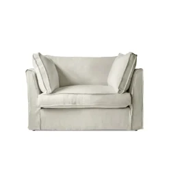 Coco Loveseat with Box Edge Cushion in Dove Linen - Hand Made in USA