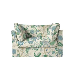 Coco Loveseat with Box Edge cushion in Kitty Blue Green - Hand Made in USA