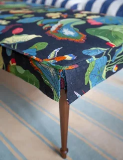 Coco Small Coffee Table in GPJ Nympheus - Linen/Teal/Green - Hand Made in USA