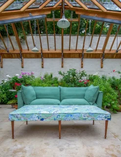 Coco Small Coffee Table in GPJ Hydrangea Bird Emerald/Blue - Hand Made in USA