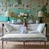 Coco Small Coffee Table Self Piped in Andrew Martin Peony Cloud - Hand Made in USA