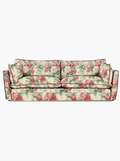 Cocobella 3.5 Seater Sofa in English Garden Classic Rose with Rosewood Velvet Trim - Hand Made in USA