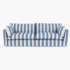 Cocobella 3.5 Seater Sofa in Cornish Blue Stripe - Hand Made in USA