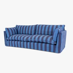 Cocobella 3.5 Seater Sofa in Coastal Blue Stripe - Hand Made in USA