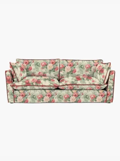 Cocobella 3 Seater Sofa in English Garden Classic Rose with Rosewood Velvet Trim - Hand Made in USA