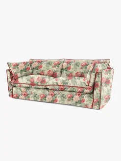 Cocobella 3 Seater Sofa in English Garden Classic Rose with Rosewood Velvet Trim - Hand Made in USA