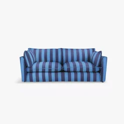 Cocobella 3 Seater Sofa in Coastal Blue Stripe - Hand Made in USA