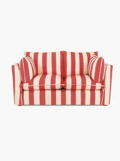 Cocobella 2 Seater Sofa in Petunia Red Stripe - Hand Made in USA