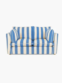 Cocobella 2 Seater Sofa in Cornish Blue Stripe - Hand Made in USA