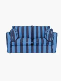 Cocobella 2 Seater Sofa in Coastal Blue Stripe - Hand Made in USA