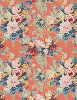 English Garden - Albertine - Coral Orange Fabric Swatch