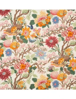 Magnolia Cream Blue Fabric Swatch