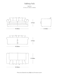 Salthrop Large Sofa with Big Back Cushions in English Garden Grey Skies - Hand Made in USA