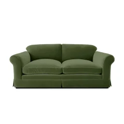 Salthrop Large Sofa with Big Back Cushions in Cotton Linen Evergreen - Hand Made in USA
