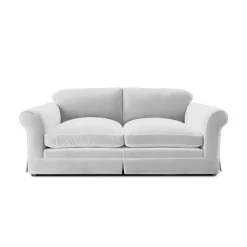 Salthrop Large Sofa with Big Back Cushions in Cotton Linen Snow Drop - Hand Made in USA