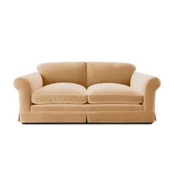 Salthrop Large Sofa with Big Back Cushions in Cotton Linen Sunflower - Hand Made in USA