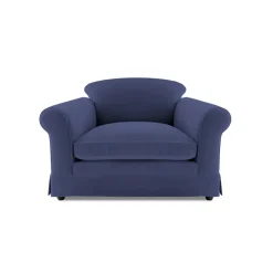 Salthrop Small Sofa with Big Back Cushions in Cotton Linen Inkspot - Hand Made in USA